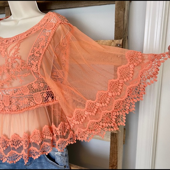 ALTAR’D STATE SZ M MESH AND LACE TOP BOHO BLOUSE - Picture 3 of 9